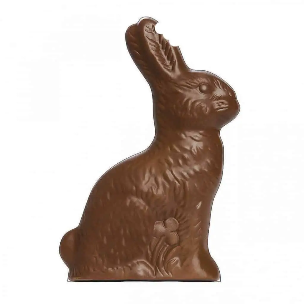 Image of a chocolate rabbit with a bite out of its ear