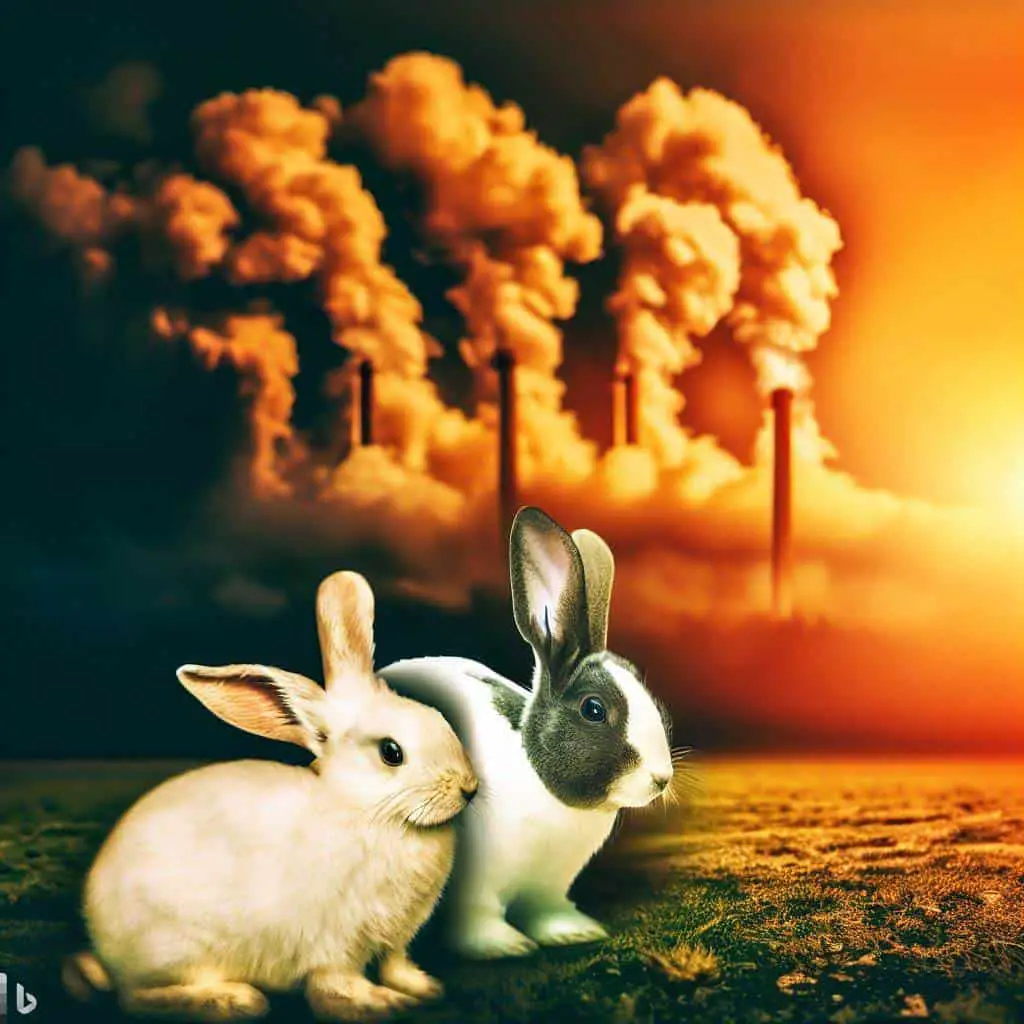 Image of pet rabbits effected by climate change.
